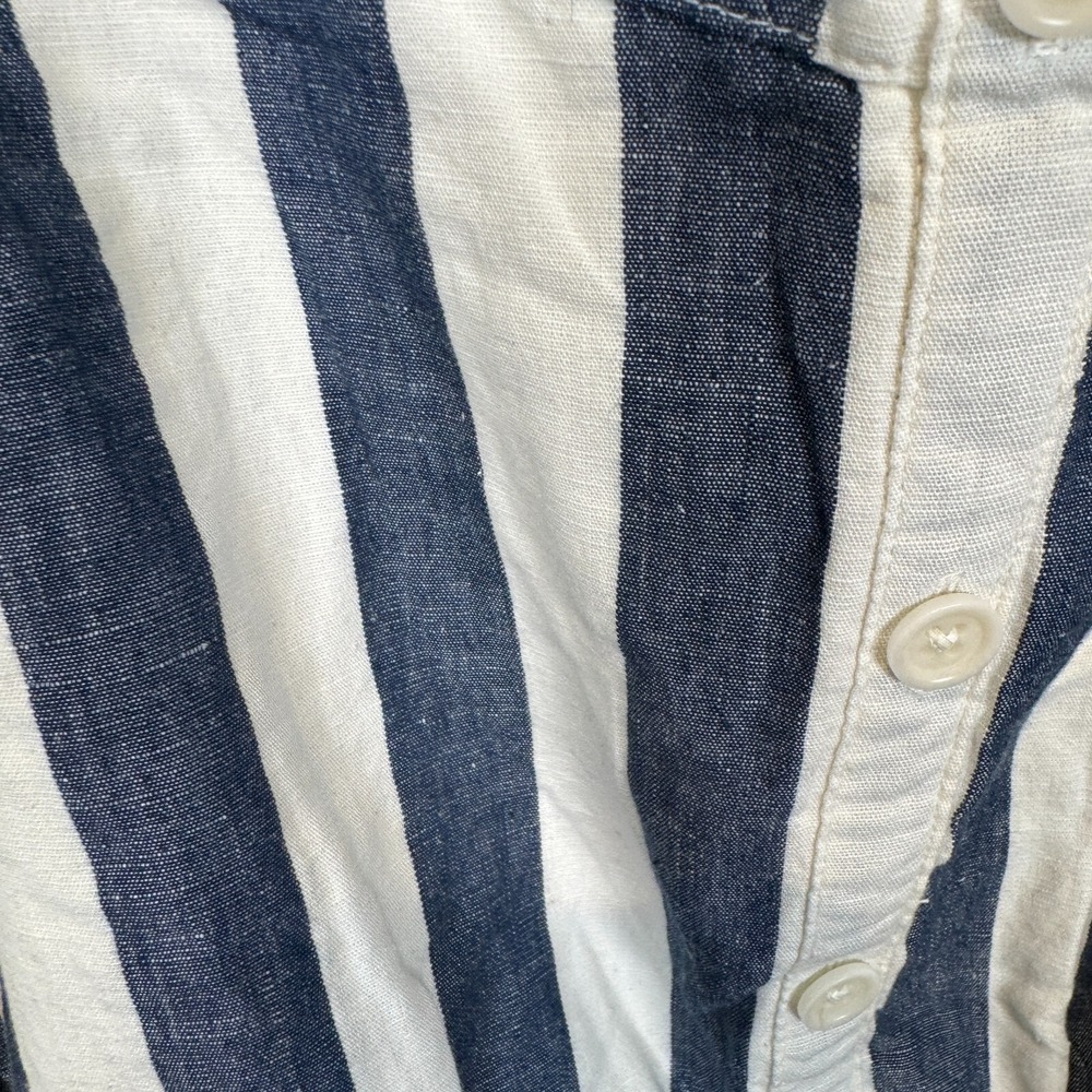 Pact Navy and Cream Striped Smocked-Back Midi Dress - Picture 7 of 9